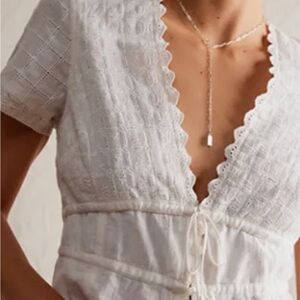 We The Free White Lace Trim Top